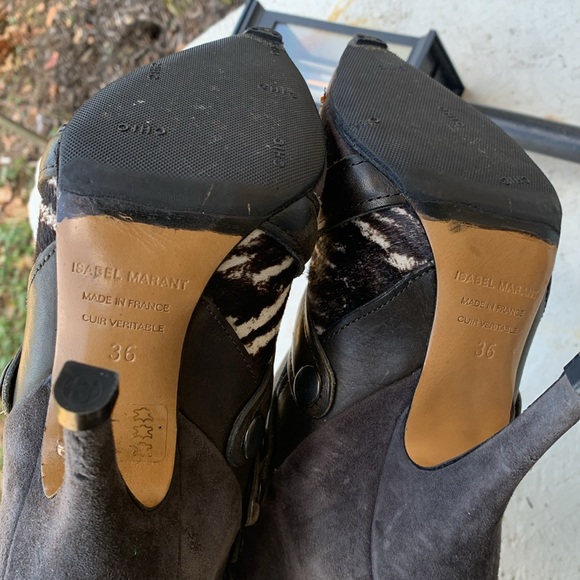 Isabel marant suede & cow fur booties - Picture 4 of 4